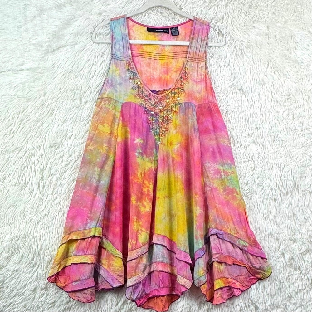 Denim 24/7 Tie Dye Boho Tunic Dress L/XL